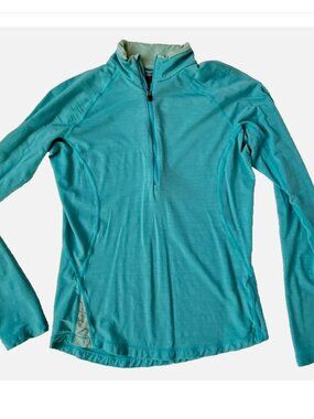 Icebreaker Womens M Zip Pullover Merino Wool 200 Long Sleeve Light Blue